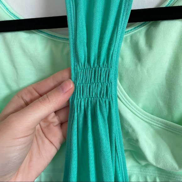 Lululemon Athletica Mint and Teal Built in Sports Bra Racerback Tank Top Active - Picture 6 of 10